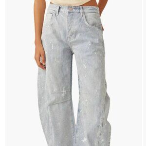 Free People We The Free Good Luck Barrel Railroad Stripe Jeans